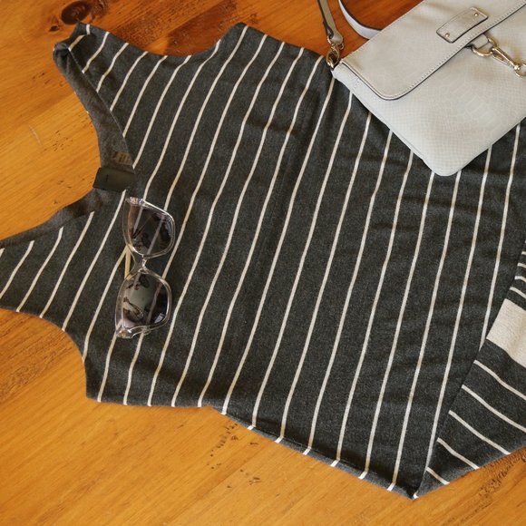 Dress Grey White Striped Soft Jersey L - Picture 2 of 9